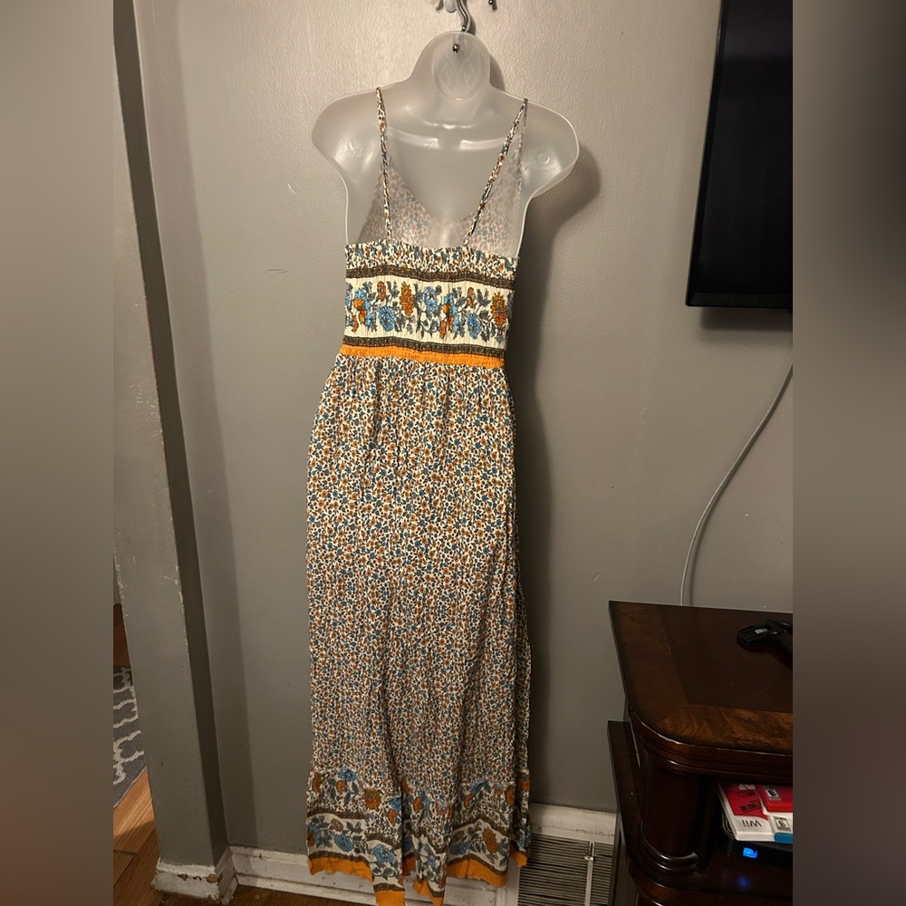 Floral print sleeveless maxi dress - beige/orange/blue 100% cotton - Picture 7 of 13